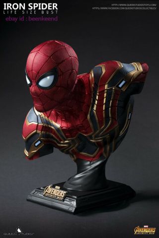 Queen Studios 1/1 Marvel Peter Iron Spider Man Resin Life Size Bust Gk 2