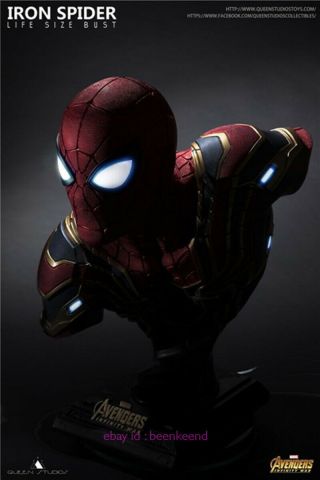 Queen Studios 1/1 Marvel Peter Iron Spider Man Resin Life Size Bust Gk 3