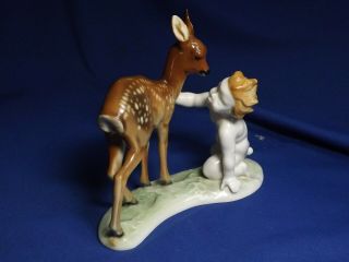 Rare Hutschenreuther Kunstabteilung Porcelain Boy/putti W/standing Deer K.  Tutter