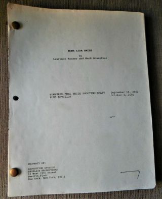 Rare Movie Shooting Script Mona Lisa Smile 2002 Revised Colored Pages