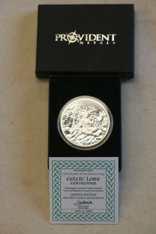 Rare 1 Oz.  999 Silver Proof Gem Cernunnos Celtic Lore Series Stock 5