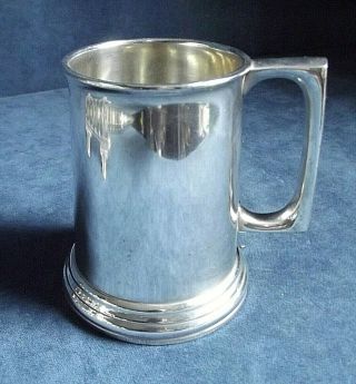 Silver Plated Half Pint Glass Bottomed Tankard C1900 By Atkins