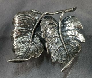 Vtg Danecraft Sterling Silver Leaf Brooch Pin Mid Cent 1.  5 " Antique Estate 10.  8g