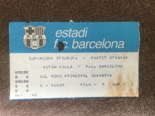 1983 Uefa Cup Final Ticket Barcelona V Aston Villa Rare