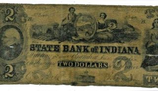 $2 " State Bank Of Indiana " 1800 