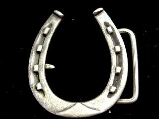 Vintage 50,  Year Old Rare Maricela Horse Shoe Sterling Belt Buckle - Mexico