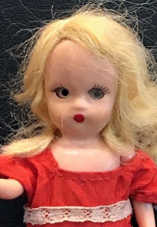Vintage Nancy Ann Storybook Doll “ Hard Plastic Red Dress 2