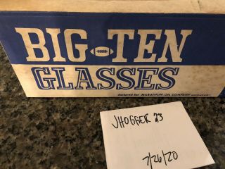 Rare Complete Set Of Big Ten 10 Drink Glasses From Marathon Oil Mib