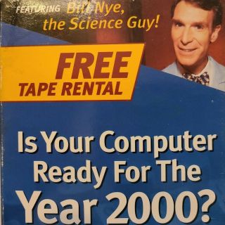 Bill Nye Science Guy Ready Prepping For Y2k 2000 Vhs Blockbuster Microsoft Rare