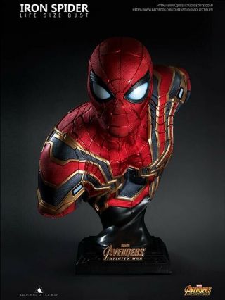 Queen Studios Marvel Peter Iron Spider Man Resin Life Size Bust Avengers