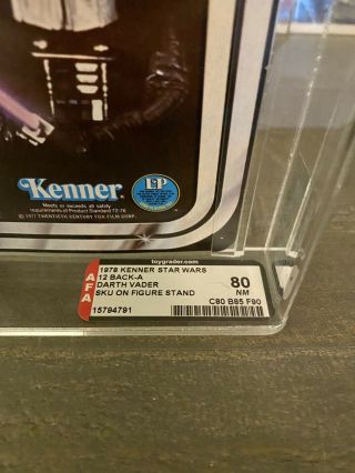 Vintage Kenner Star Wars 12 Back - A Darth Vader SKU Footer AFA 80 2