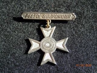 Wwi Army Or Usmc Marine Corps Pistol Marksman Sharpshooter Award Badge - V.  Rare