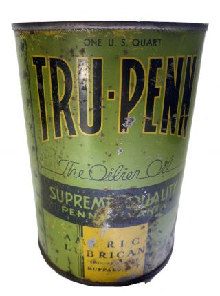 Tru - Penn Motor Oil Can Top Missing Rare 1920s American Lubricants Buffalo Ny