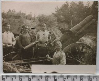 Rare Wwi Russian Imperial Army Soldiers Artillery Gun Trenches Antique Photo