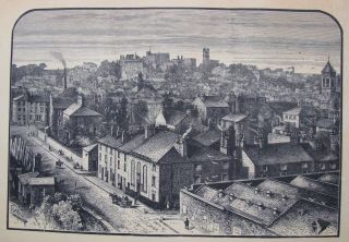 Antique Engraving Print " View Of Lancaster " England C 1886 A