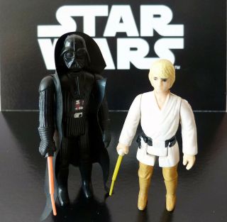 Star Wars Glasslite Dath Vader Luke Skywalker Vtg Figure Brazil 80s Complete