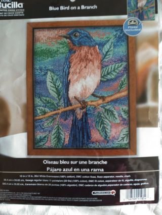 Rare Blue Bird On A Branch Bucilla Counted Cross Stitch Kit