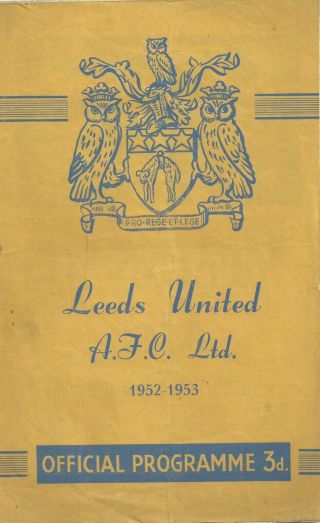 Rare Football Programme Leeds United V Bury 1952