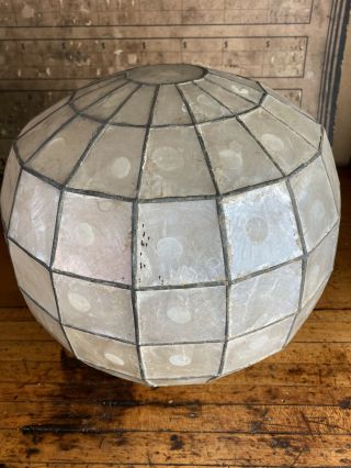 Ce2 Large Antique Vintage Arts & Crafts Mission Style Mica Lamp Shade Leaded