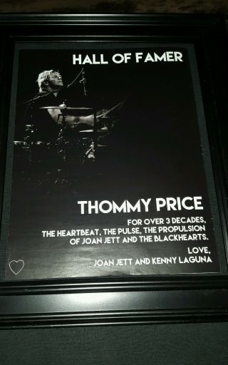 Thommy Price Joan Jett Blackhearts Rock & Roll Hall Rare Promo Poster Ad Framed
