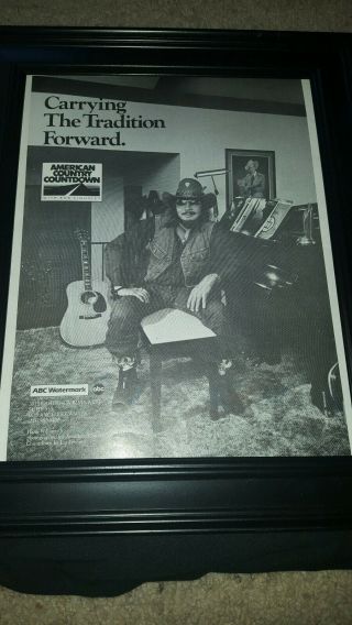 Hank Williams Jr American Country Countdown Rare Promo Poster Ad Framed