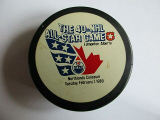 Rare 1989 Nhl 40th All Star Game Official Game Puck Edmonton Oilers