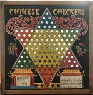Antique Chinese Checker Board With Wooden Frame Transogram Company