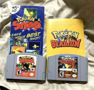 Pokemon Snap & Stadium Nintendo 64 N64 Game Authentic 1997 Rare Snap Flyer