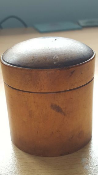 Treen Turned Powder Pot Vintage With Puff 7cm Tall