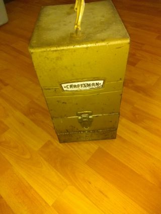 Vintage Sears Craftsman Rare Crown Logo Metal Drill Holder Box Chest Pre - Owned