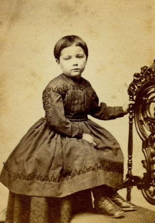 Civil War Era Antique Cdv Photo Little Girl Fashion Union Springs N Y