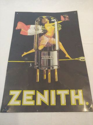 Zenith Vintage Metal Radio Advertisement Sign Rare Size: 16.  5 " X 11 "