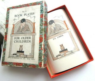 Antique Edwardian Full Box Book Plates For Older Children Wise Owl