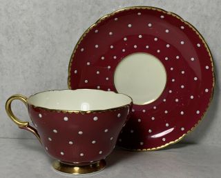 Shelley China White Polka Dots Cup & Saucer Pattern 13574 Ultra Rare Htf