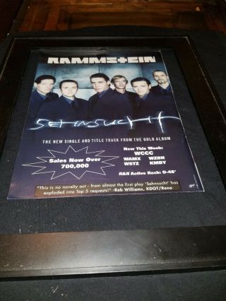 Rammstein Sehnsucht Rare Radio Promo Poster Ad Framed