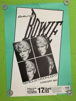 Rare David Bowie Concert Poster “serious Moonlight” June 17,  1983 Germany 33x23