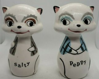 Rare Vintage 1959 Holt Howard Salt & Pepper Shakers Chattercoons Salty Peppy Mcm
