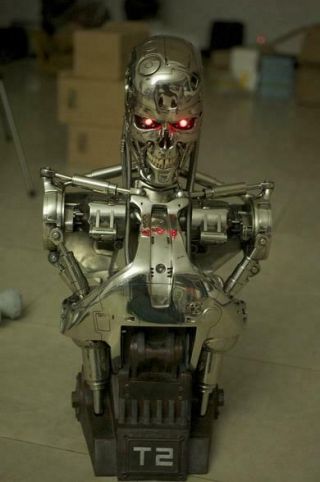 Terminator T2 T800 1:1 Life - Size Bust Model Endoskeleton Chrome Figure Statue