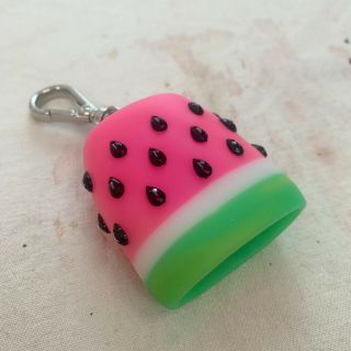 Rare Bath & Body Watermelon Slice Rhinestone Keychain Pocket - Bac Holder