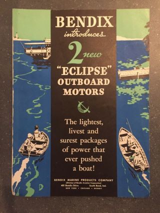 Bendix Eclipse Vintage Outboard Rare Brochure