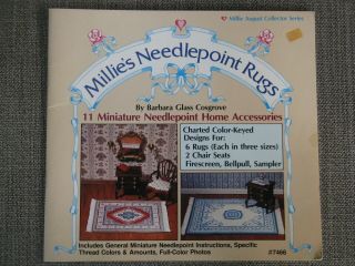 Vtg Millie August Book Dollhouse Needlepoint Rugs & Accessory Items 7466