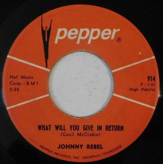 Rare Teen Doo Wop 45 Johnny Rebel What Will You Give In Return Pepper Vg Hear