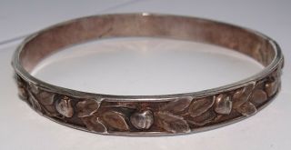 Rare Vintage Sterling Silver Cherry Or Apple Ornate Bangle Bracelet - 30.  7 Grams