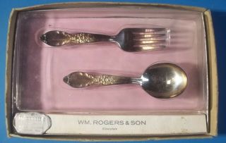 Vintage Wm Rogers & Son Silver Plate Educator Set Spoon Fork Mccollum Lewisburg