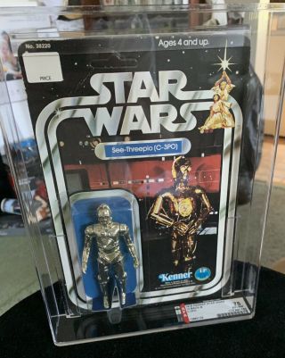 Vintage UNPUNCHED 1978 Kenner Star Wars 12 Back - B C - 3PO AFA Graded 75 EX,  NM F85 2