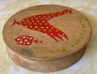 Rooster Chicken Wood Hamburger Press Vintage Hand Painted Hinged Lid Kitchen