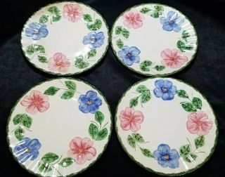 Rare Vintage Blue Ridge Pottery " Norma " Pattern Dinner Plates,  Set Of 4 (1940s)