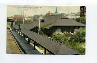 Natick Ma Mass Boston & Albany Railroad Station,  Antique Postcard