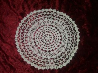 Round 15 " Taupe Vintage Antique Hand Crochet Lace Table Doily
