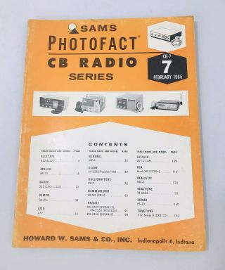 Sams Photofact Cb Radio Series Cb - 7 February 1965 Vintage